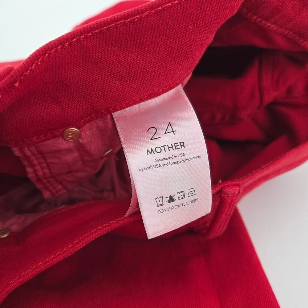 Mother High Waisted Weekender Skimp Second Chance Flare Jeans Haute Red Women 24
